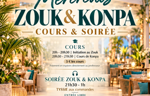 Tous Les Mercredis Zouk & Konpa Cours & Soirée - 18112026