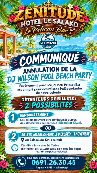 La Dj Wilson Pool Beach Party Guilou Salako 12h-Minuit