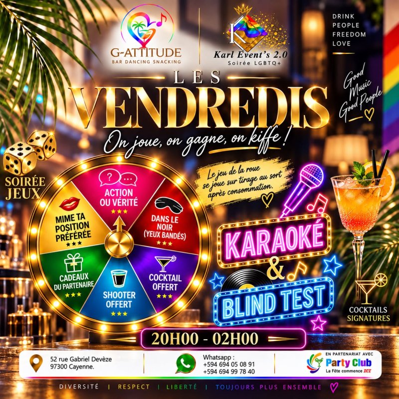 Les Vendredis Jeux, Karaoké, Cocktails, On Kiffe