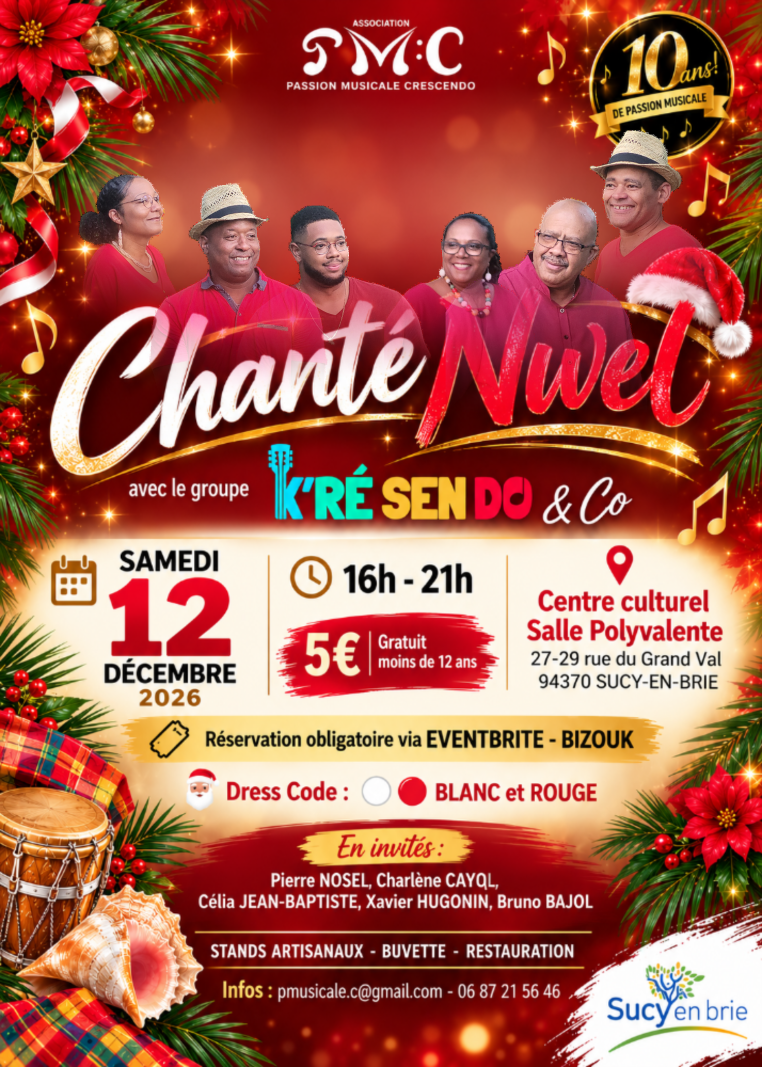 Chanté Nwel 2026 - Groupe K'Ré Sen Do & Co - Blanc & Rouge - Affiche