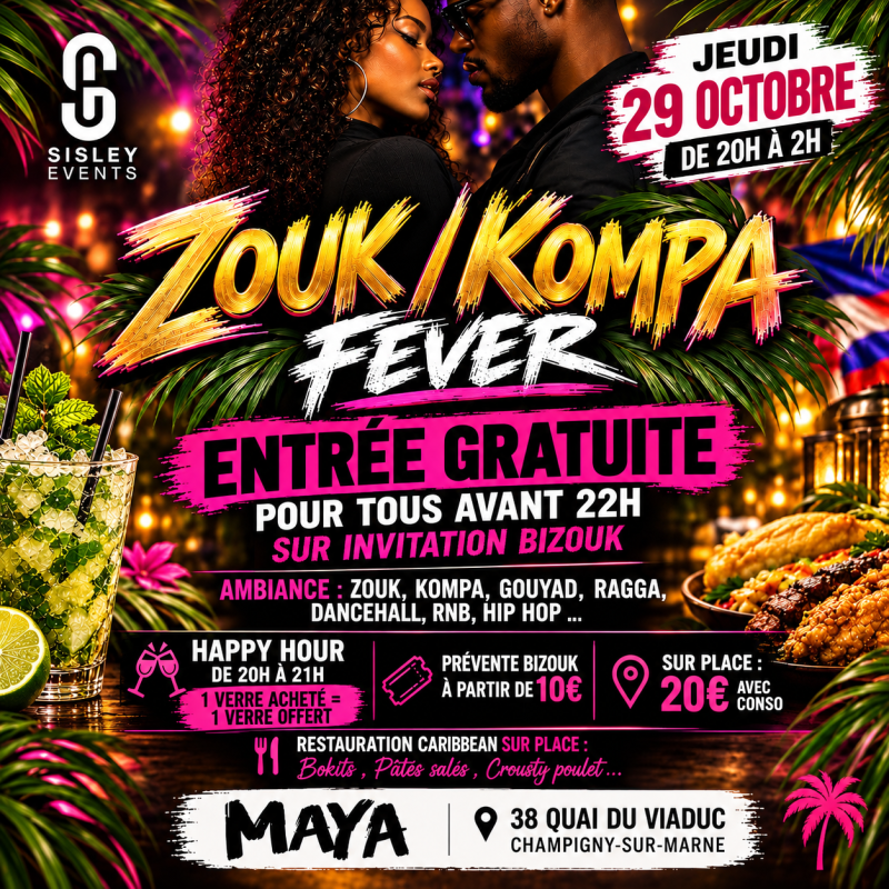 Zouk Kompa Fever By Sisley Évents - Affiche