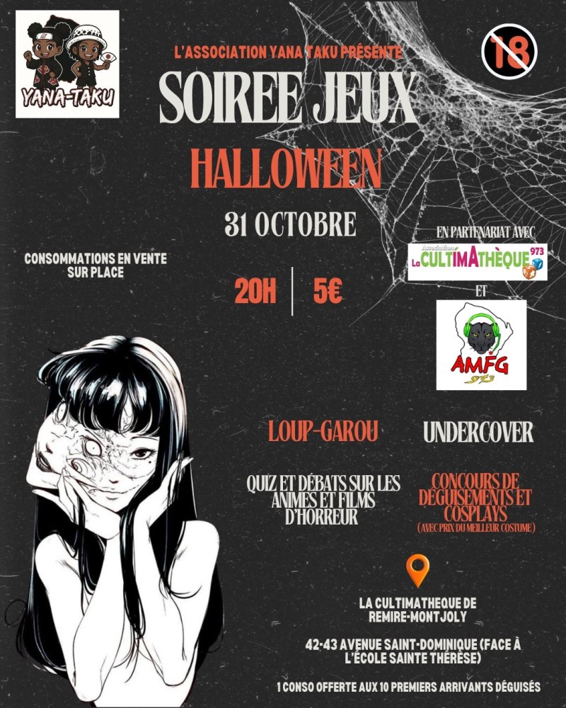 Soirée Mangas Et Jeux Spécial Halloween - Affiche