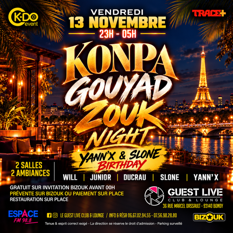 Konpa Gouyad Zouk Night, Yann'X & Slone Birthday - Affiche