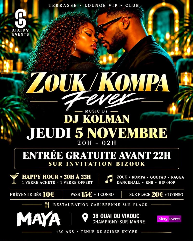 Zouk Kompa Fever By Sisley Évents - Affiche